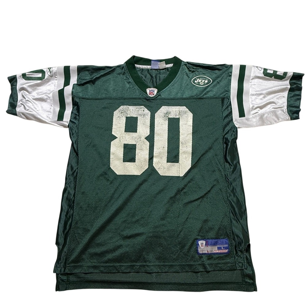 NY Jets Wayne Chrebet 80 NFL Reebok Football Jersey Mens L Green Vintage
